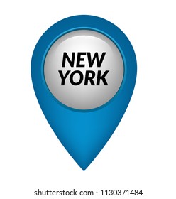 new york and map pointer. vector illustration