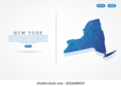 New York map - State of USA Map International vector template with polygon blue color gradient isolated on white background - Vector illustration eps 10