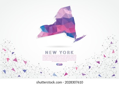 New York map - State of USA Map International vector template with polygon pink color gradient isolated on white background for education, website, banner - Vector illustration eps 10