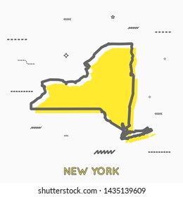 New York map in thin line style. New York infographic map icon with small thin line geometric figures. New York state. Vector illustration linear modern concept