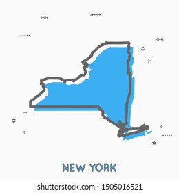 New York map in thin line style. New York infographic map icon with small thin line geometric figures. New York state. Vector illustration linear modern concept