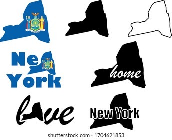 New York map. US state vector. United States of America