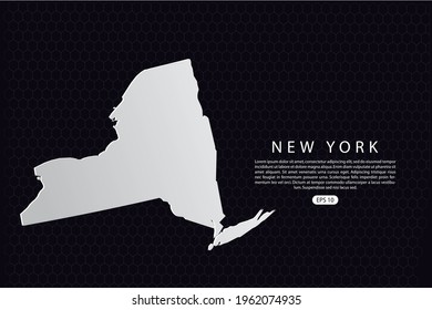 New York Map - USA, United States of America map, World Map International vector template with White Color isolated on hexagon background - Vector illustration eps 10