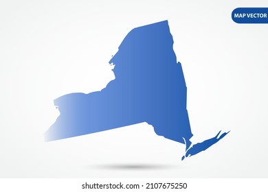 New York Map - USA, United States of America Map vector template with Blue gradient color isolated on white background for design, education, website, infographic - Vector illustration eps 10