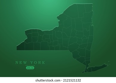 New York Map - USA, United States of America map vector template with High detailed and Green gradient color isolated on green background for design, infographic - Vector illustration eps 10