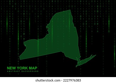New York Map - USA, United States of America Map vector template with Matrix green binary computer code background including light for design, hacker concept - Vector illustration eps 10