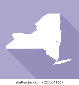 New York map vector illustration. Lavender colored flat map of north east state with the capital - Albany. United States od America, infographics, geography concepts.