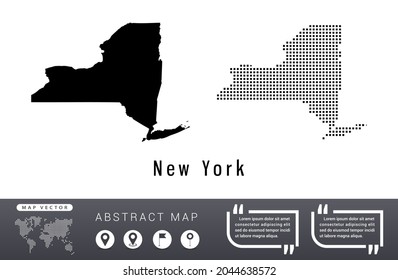 New York map vector set halftone dots black.