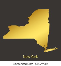 New York map,border with golden gradient. Vector illustration