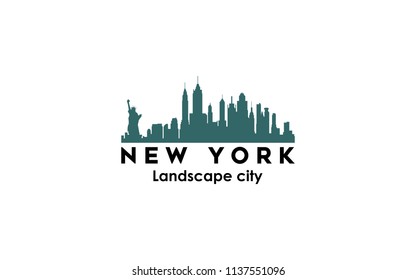 new york modern city landscape skyline logo design inspiration