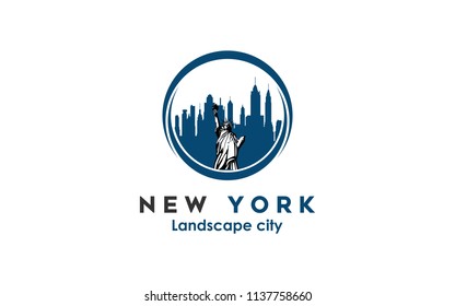 new york modern city landscape skyline logo design inspiration