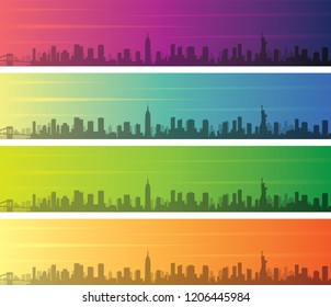 New York Multiple Color Gradient Skyline Banner