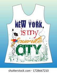 New york is my favorite city, slogan lovely graphic design and cute flowers graphic design print for tee and t shirt and fabric
