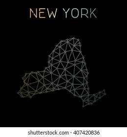 New York network map. Abstract polygonal US state map design. Network connections vector illustration.