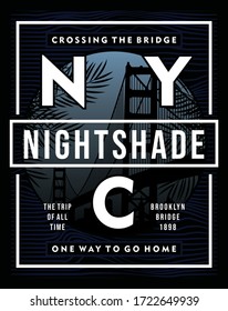 new york in nightshade,vector typography design illustration for t shirt printing