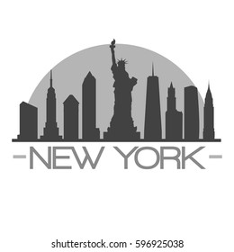 New York NY Skyline Silhouette Skyline Stamp Vector City Design