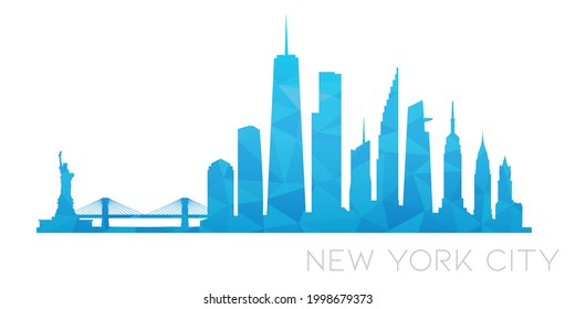 New York, NY, USA Low Poly Skyline Clip Art City Design. Icono de horizonte gráfico de polígono geométrico. Símbolo de ilustración vectorial.