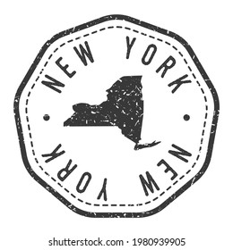 New York, NY, USA Map Stamp Retro Postmark. Silhouette Postal Passport. Seal Round Vector Icon. Badge Vintage Postage Design.