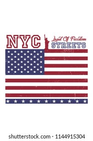 new york nyc american flag statue of liberty distressed apparel
