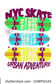 new york nyc skateboard kids apparel colorful distressed poster