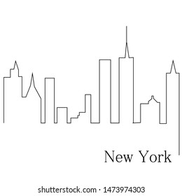 New York one line drawing. Continuous line. Hand-drawn minimalist illustration, vector.