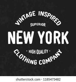 New York - original Vintage Textured Hand Lettered T Shirt Graphics. Typography Apparel Fashion Design.