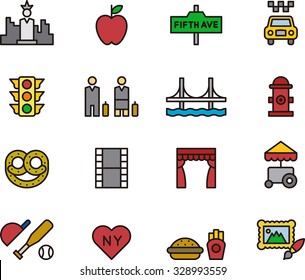 NEW YORK outline icons