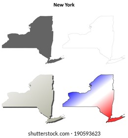New York outline map set - vector version