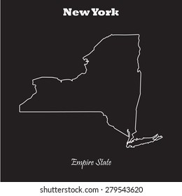 New York outline map, stroke. Name of state. Line style. Vector EPS8