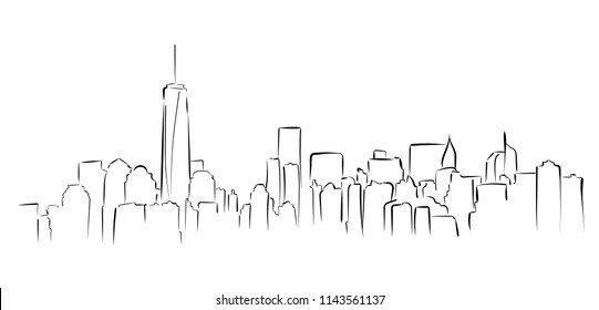 New York panorama. Hand drawned vector illustration