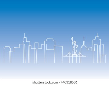 New york panoramic view. Line drawing