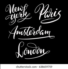 New York and Paris hand written typography. Good use for logotype, symbol, cover label, product, brand, poster title or any graphic design you want. Easy to use or change color 