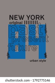 New York Past Present Future,t-shirt Design Fashion Vector