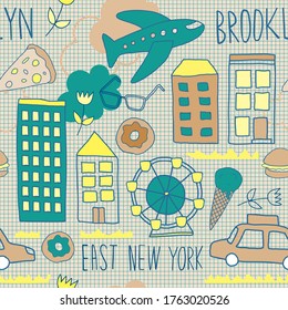New York pattern seamless design. Decoration textile and paper series