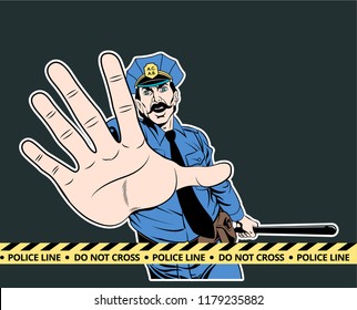 New York Policeman Stop Gesture