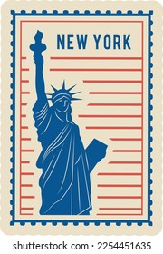 New York postmark. Retro rectangular mail label