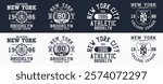 New York prints collection for t-shirt. New York city, Brooklyn typography graphics for clothes design. Set of college style t-shirts, apparel and sportswear designs. Vector illustration.