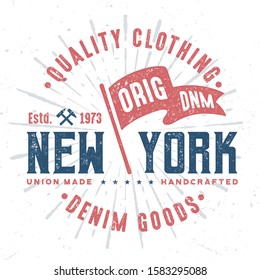 New York / Quality Clothing - Vintage Tee Design For Printing