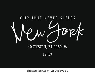 New York quote typography vintage text. Vector illustration design.