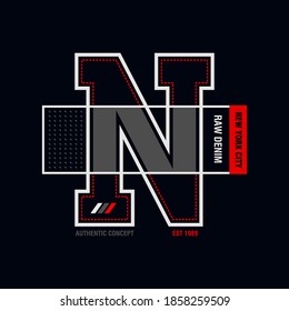 New York, RAW DENIM typography, t-shirt graphics, vectors illustration
