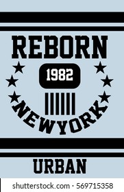 new york reborn urban,t-shirt print poster vector illustration