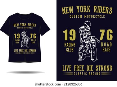 New york riders custom motorcycle classic racing silhouette t shirt design