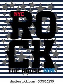new york rock the house,t-shirt print poster vector illustration