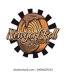 New york roll croissant logo concept