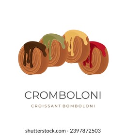 Nueva York roda Croissant o Cromboloni con el logotipo de la Ilustración Vector de varios Sabores 