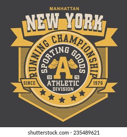 New York running typography, t-shirt graphics, vectors