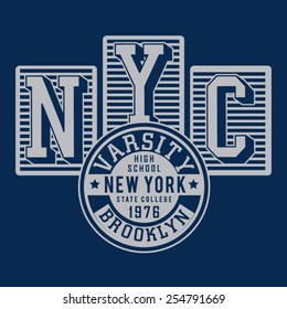New York school typography, t-shirt graphics, vectors