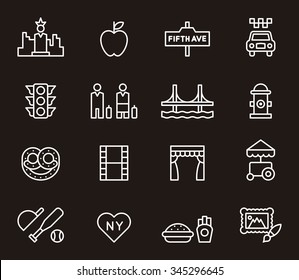 NEW YORK set of outline icons