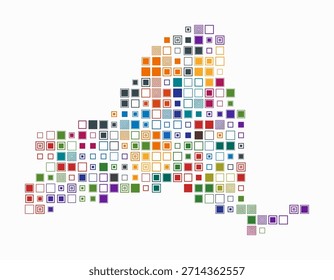 Nova Iorque, a forma do estado constrói células coloridas. Mapa de estilo digital de Nova Iorque sobre fundo branco. Blocos quadrados grandes. Ilustração de vetor simples.
