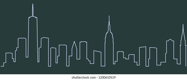 New York Single Line Skyline